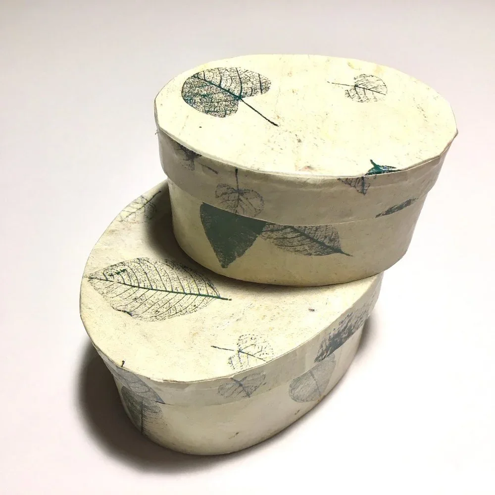 2 Handmade Oval Nesting Boxes with Lids